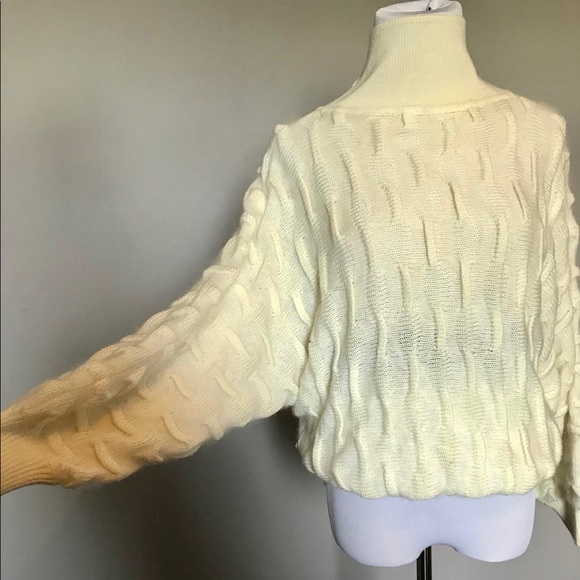 Ivory Angora Blend Ruched Batwing Sweater - Picture 2 of 6